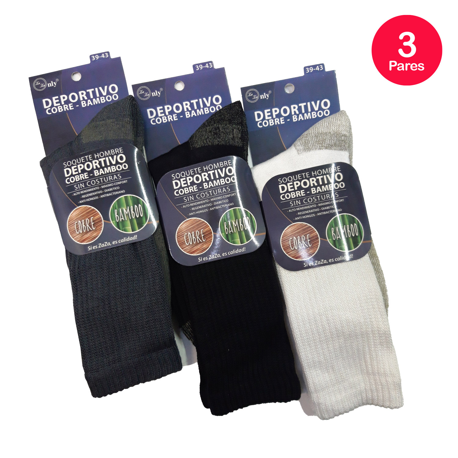 PACK X3 CALCETINES HOMBRE MIKE'S DEPORTIVO SIN COSTURA - 3