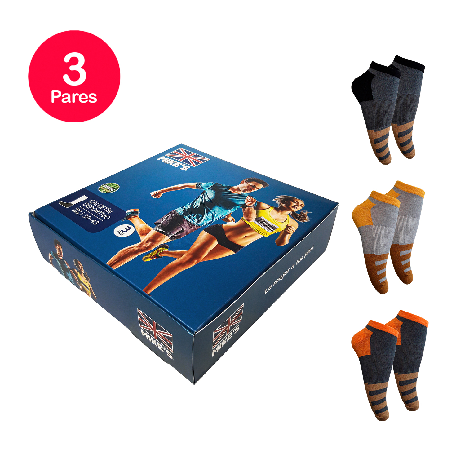 PACK X3 CALCETINES HOMBRE MIKE'S TOBILLO TOBILLERA BAMBOO - 1