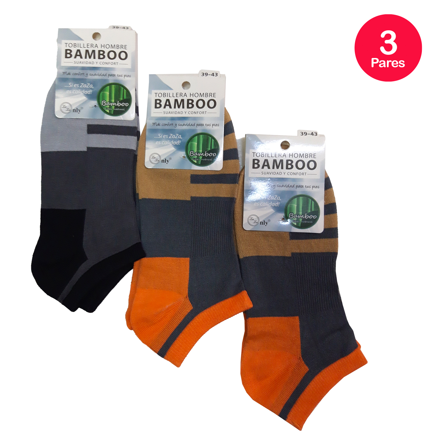 PACK X3 CALCETINES HOMBRE MIKE'S TOBILLO TOBILLERA BAMBOO - 3
