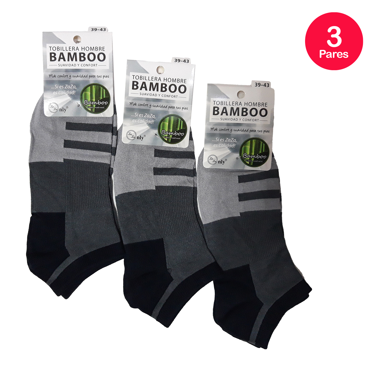 PACK X3 CALCETINES HOMBRE MIKE'S TOBILLO TOBILLERA BAMBOO - 4