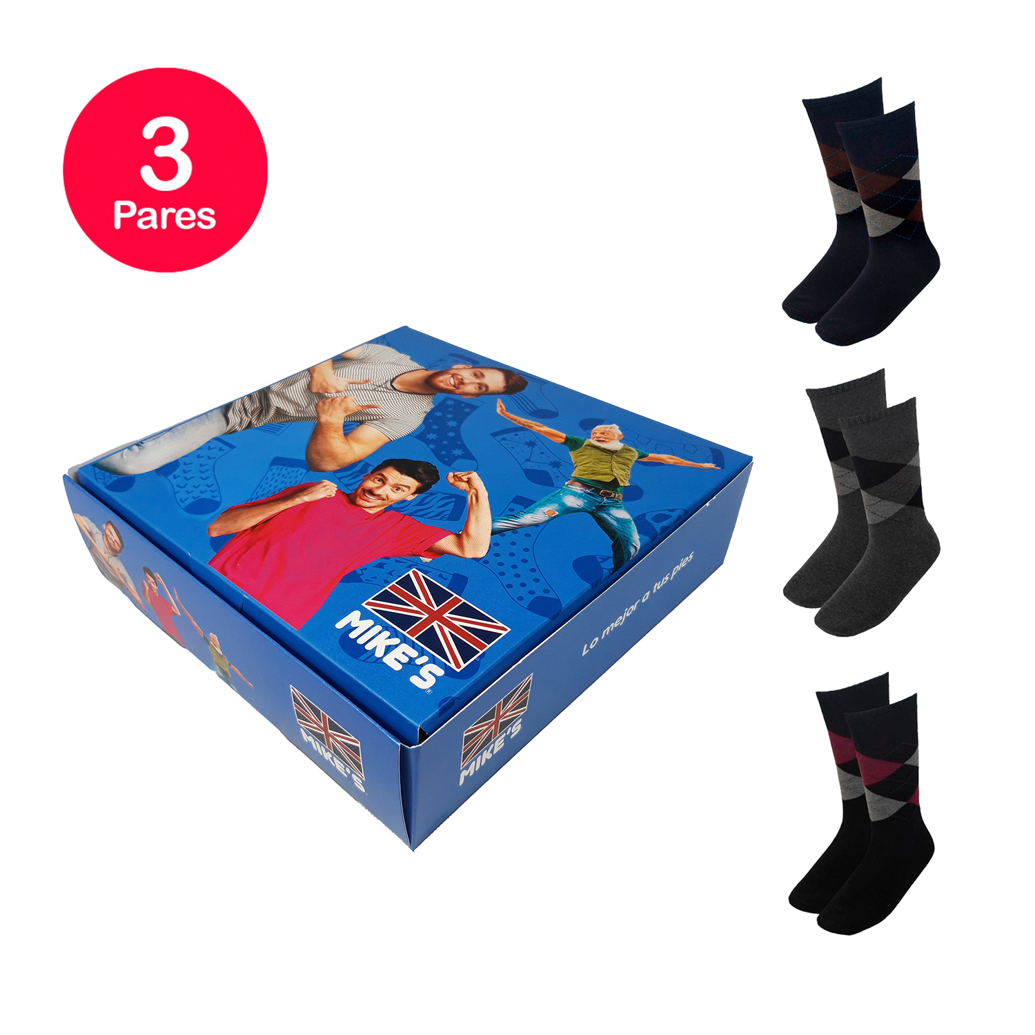 PACK X3 CALCETINES HOMBRE MIKE'S ROMBOS - 1