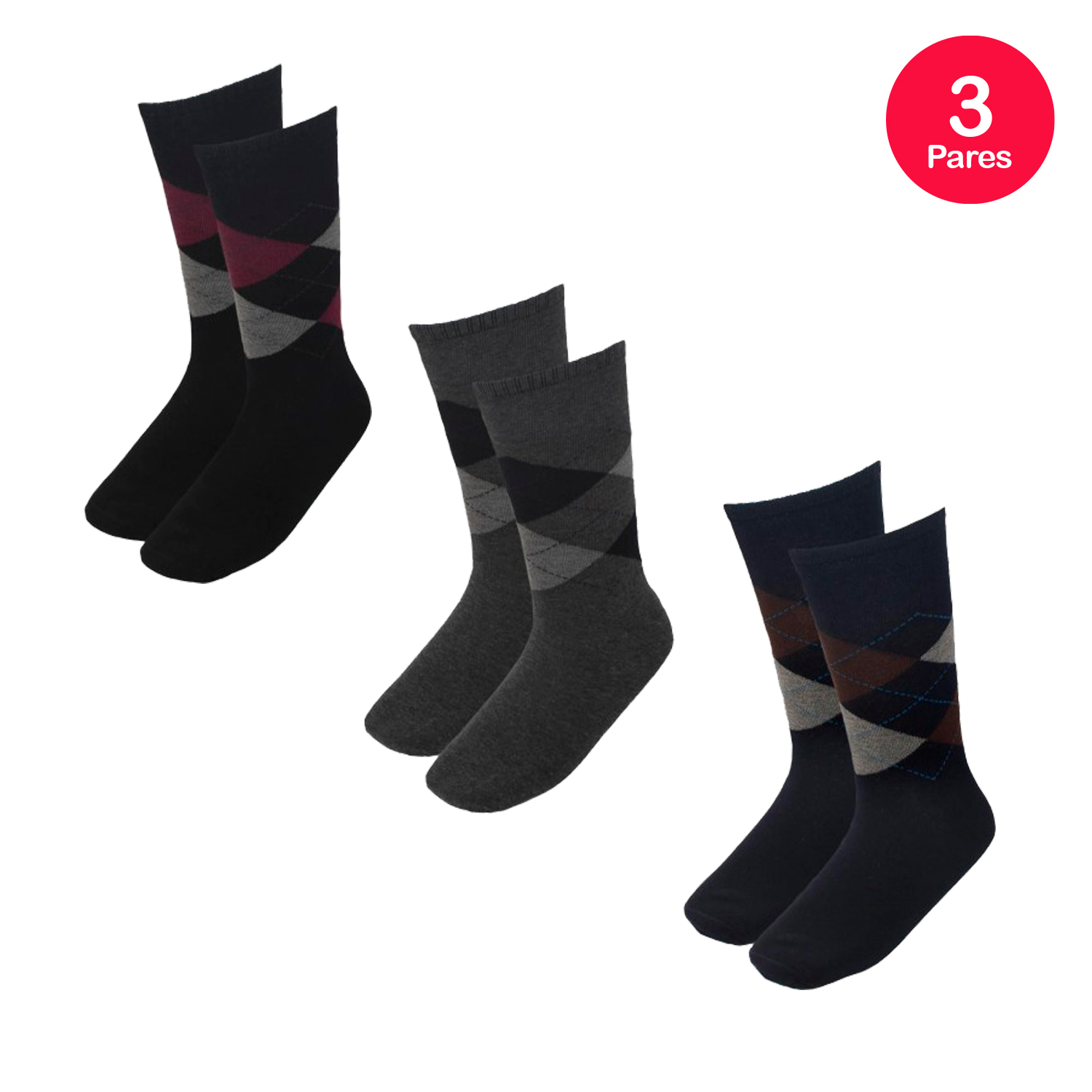 PACK X3 CALCETINES HOMBRE MIKE'S ROMBOS - 3