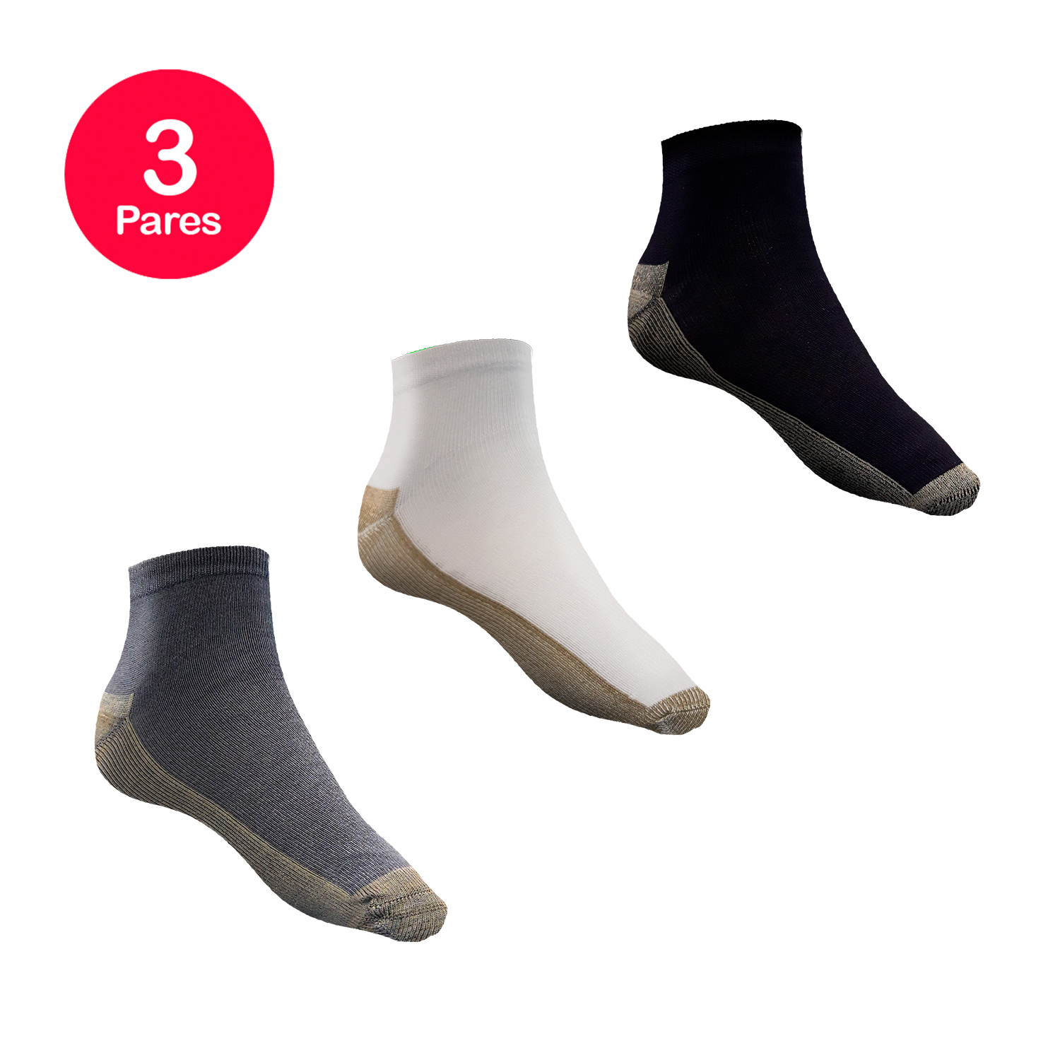 CALCETÍN TOBILLERA DIABÉTICO COBRE Y BAMBOO PACK 3 - 3