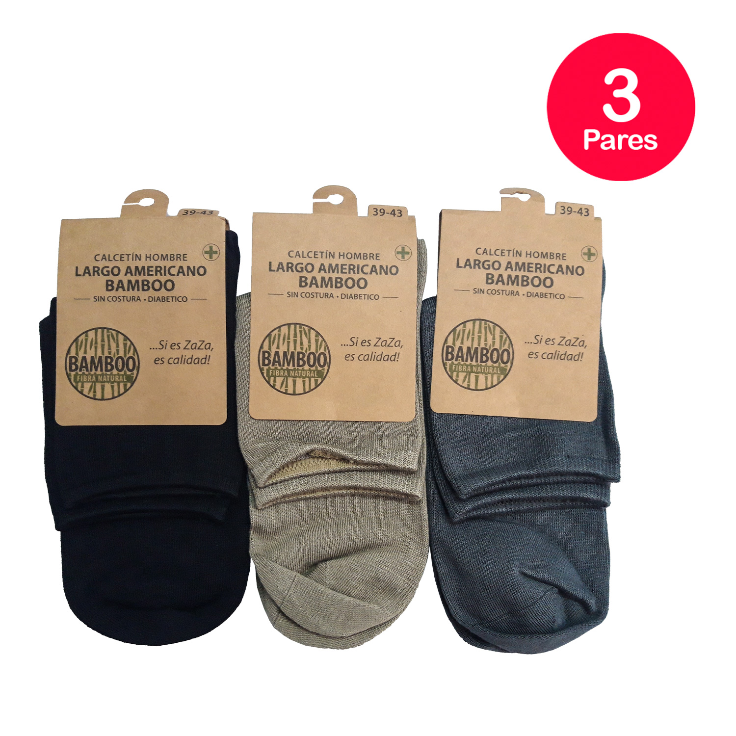 PACK X3 CALCETINES UNISEX MIKE'S BAMBOO LARGO AMERICANO DIABÉTICO - 3