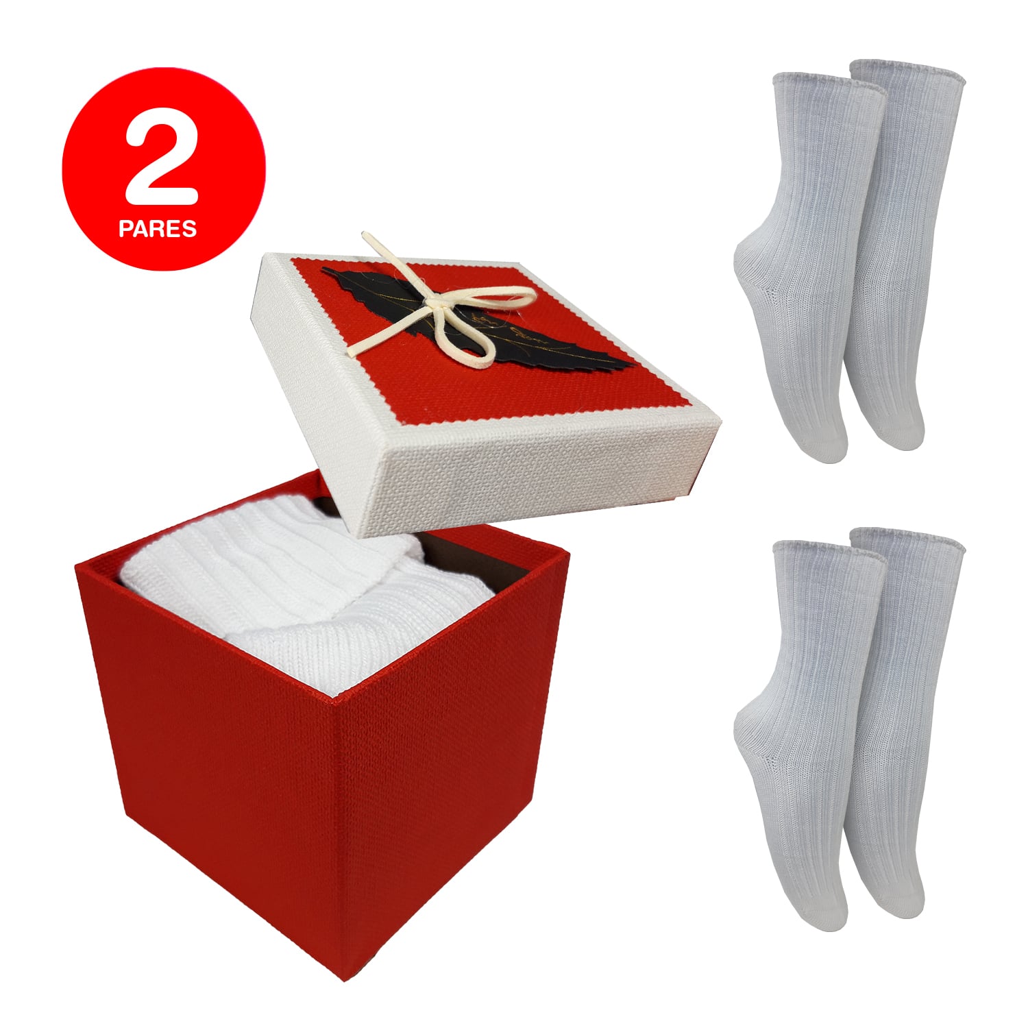 PACK X2 CALCETINES MUJER MIKE'S HILO SIN COSTURA BLANCO - 1
