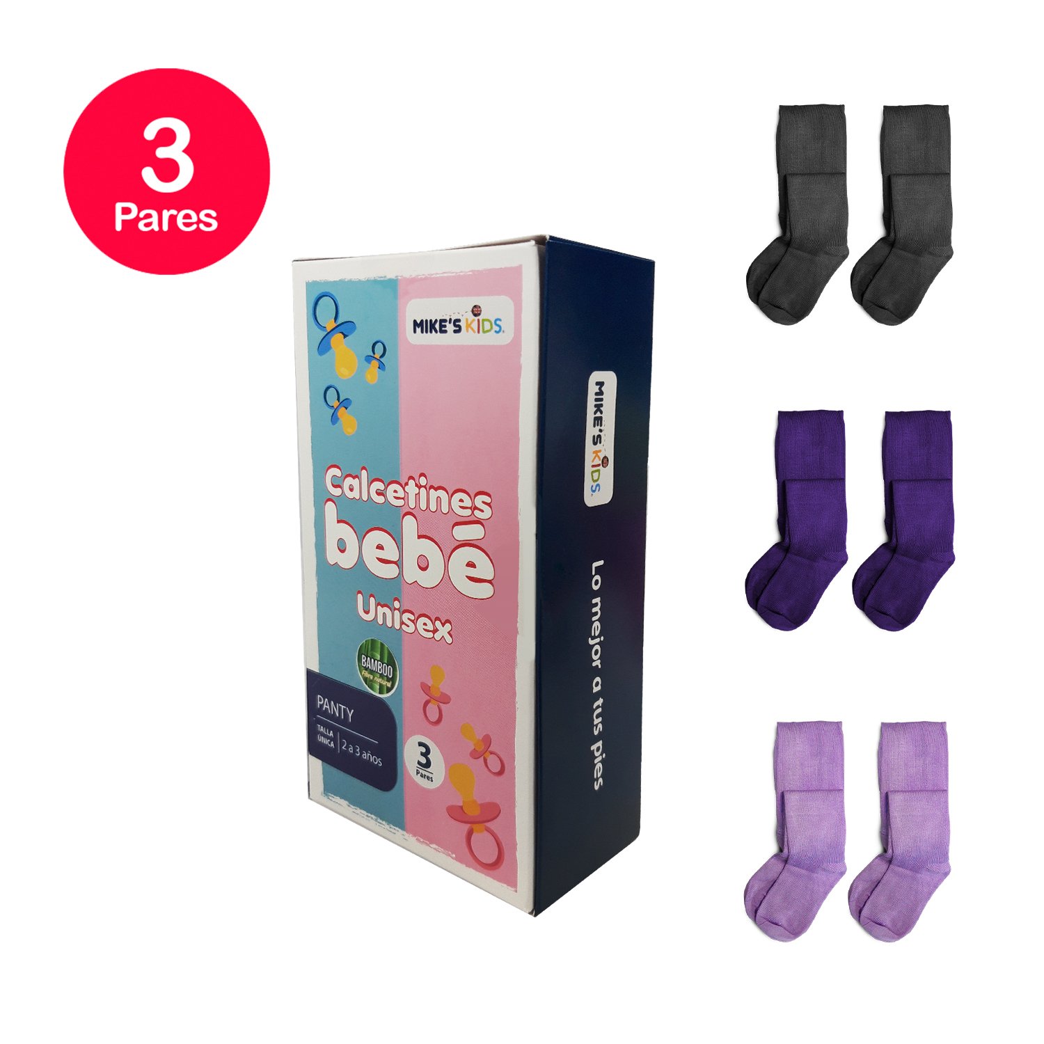 PACK 3 MEDIAS PANTY BAMBOO UNISEX NIÑOS MIKE'S MIKE`S - 1