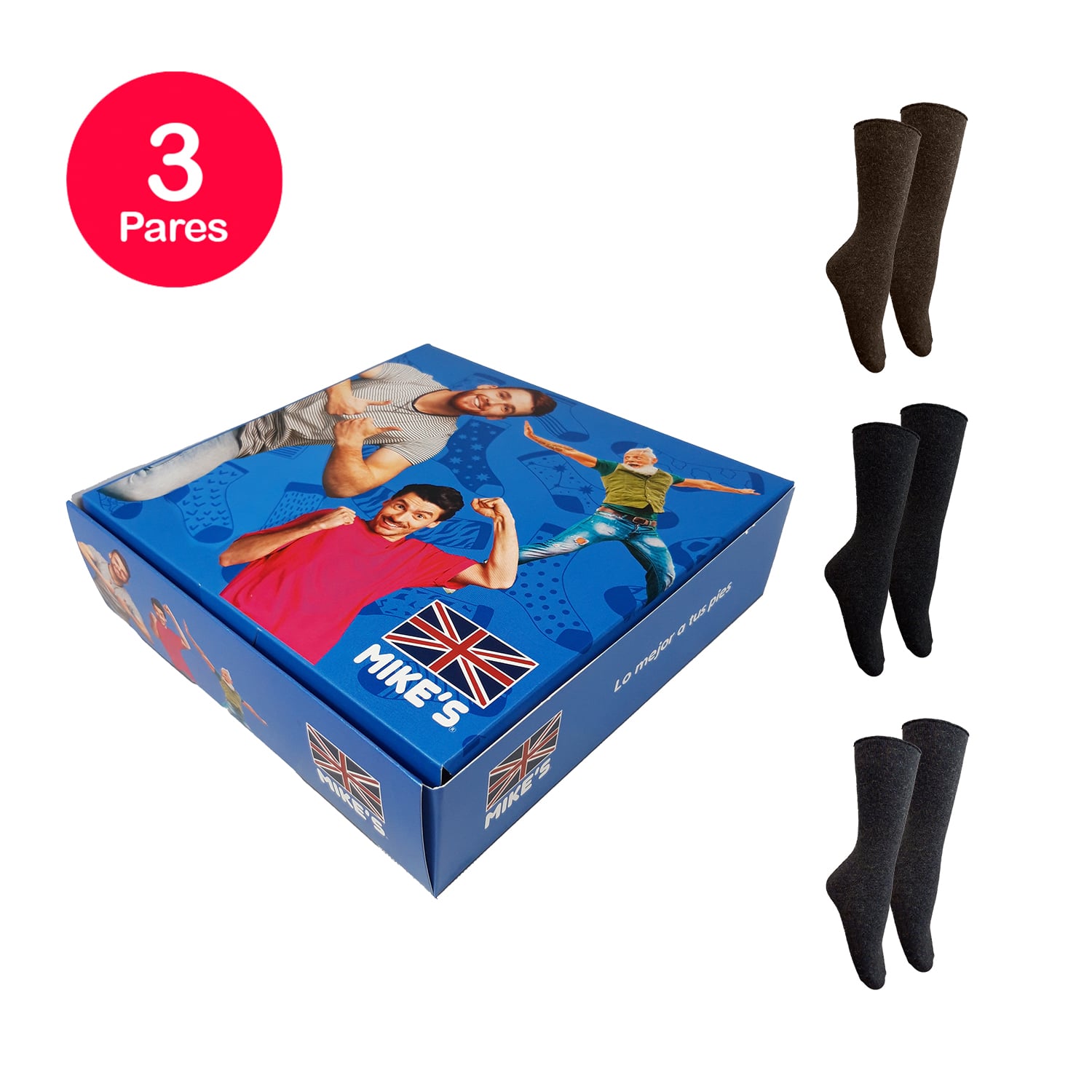 PACK X3 CALCETINES LANA HOMBRE MIKE'S SURTIDO TOALLA SIN PUÑO - 1