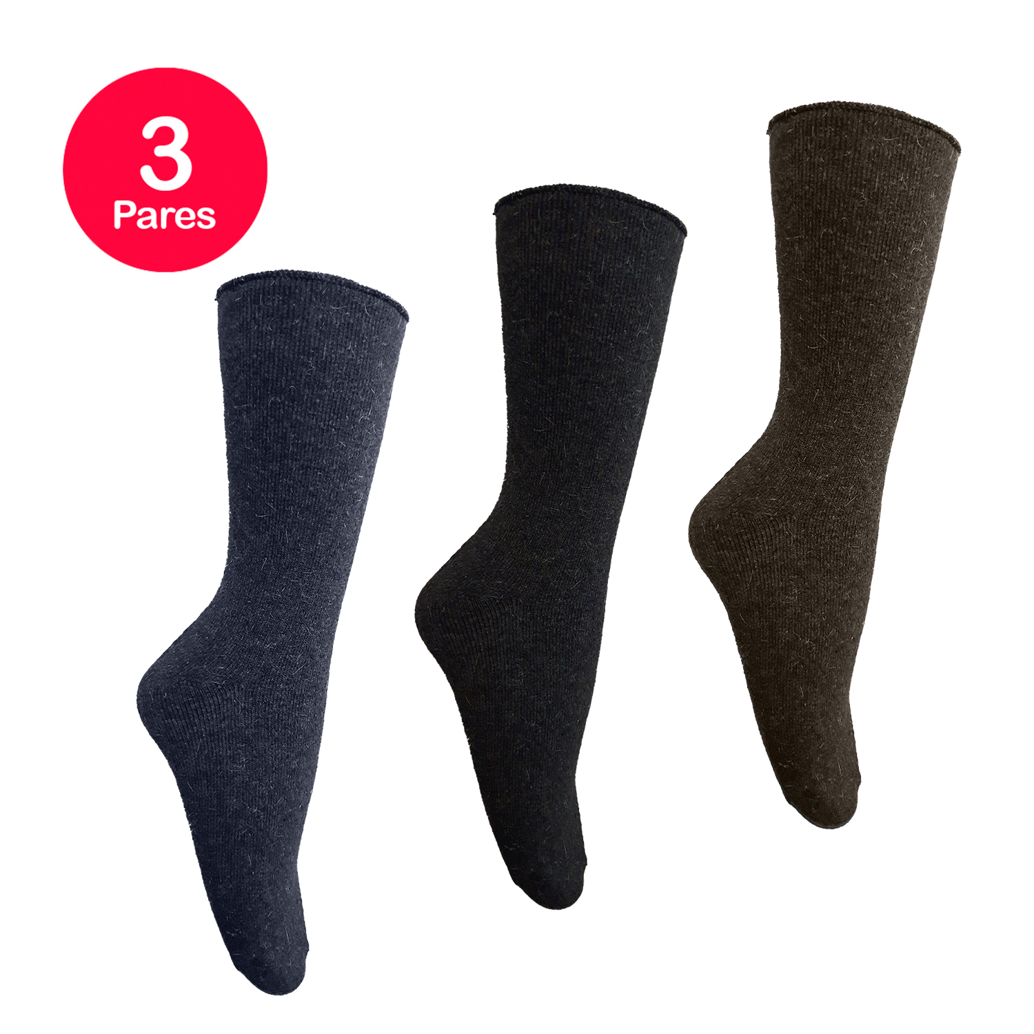 PACK X3 CALCETINES LANA HOMBRE MIKE'S SURTIDO TOALLA SIN PUÑO - 4