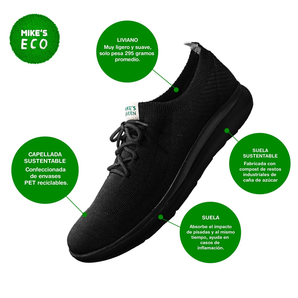 ZAPATILLAS MUJER MIKE'S CASUALES NEGRO SUSTENTABLE - 2