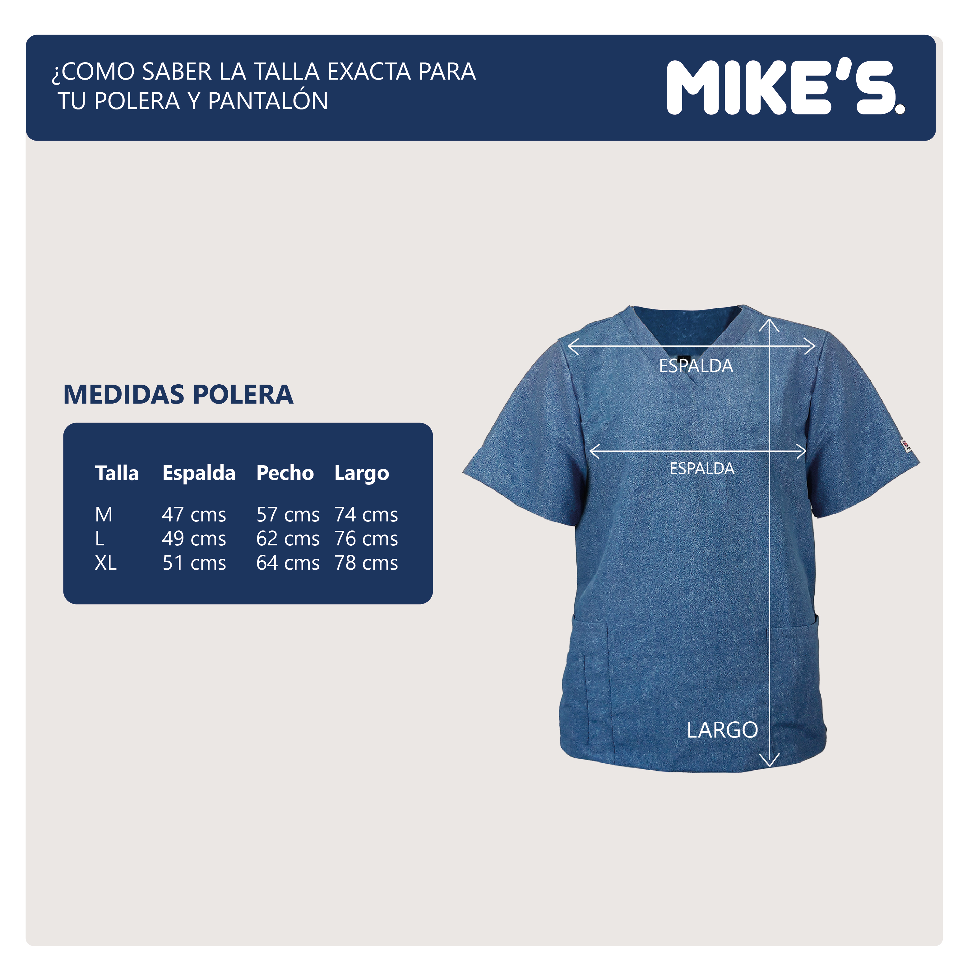 POLERA HOMBRE MIKE'S UNIDAD JEAN ANTIFLUIDO UNIFORMES CLÍNICOS - 2