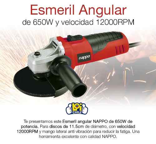 ESMERIL ANGULAR NAPPO 650W 4 1/2 ENVIO GRATIS LOI CHILE - 2