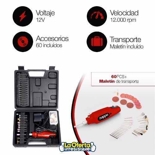MINI TORNO NAPPO 12000RPM CON 60 ACCESORIOS MALETIN LOI - 4