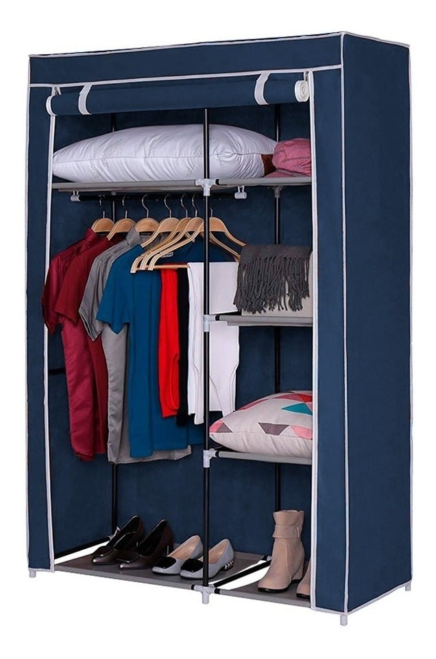 CLÓSET AZUL ROPERO TELA CON COLGADOR 5 ESTANTES 170X100X50 LOI - 1