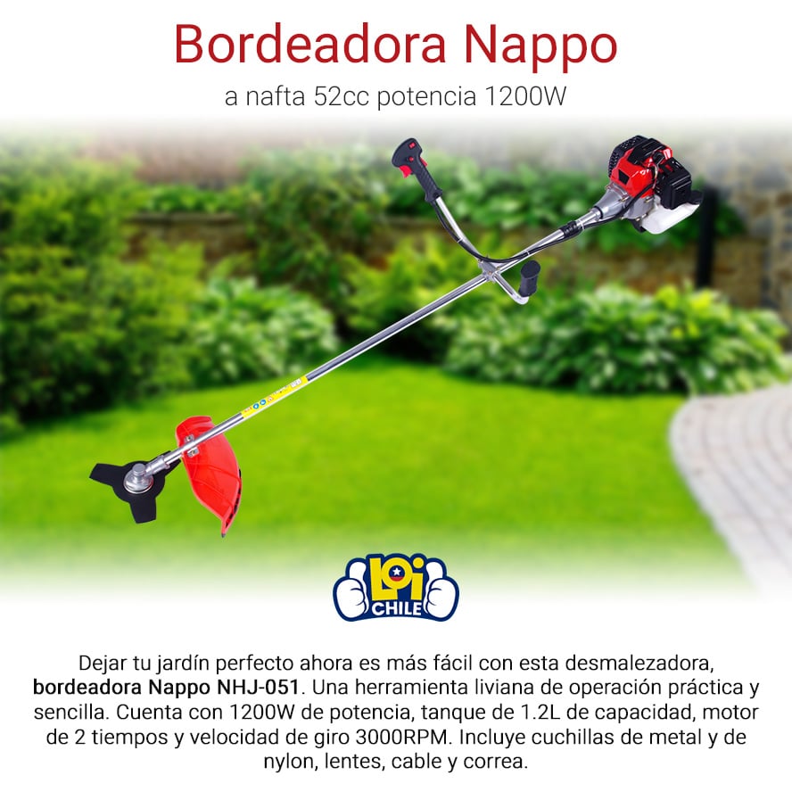 ORILLADORA BORDEADORA INALAMBRICA NAPPO A GASOLINA 1200W - 2