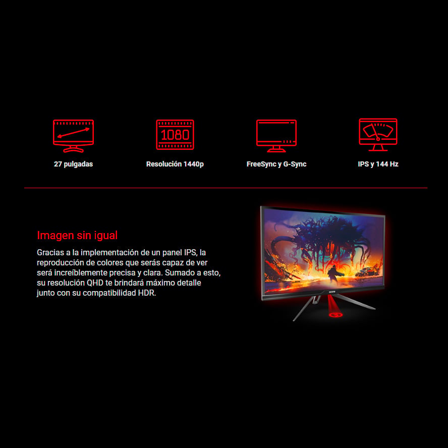 MONITOR GAMER OZONE 27' DSP27 IPS 144HZ 1MS - 3