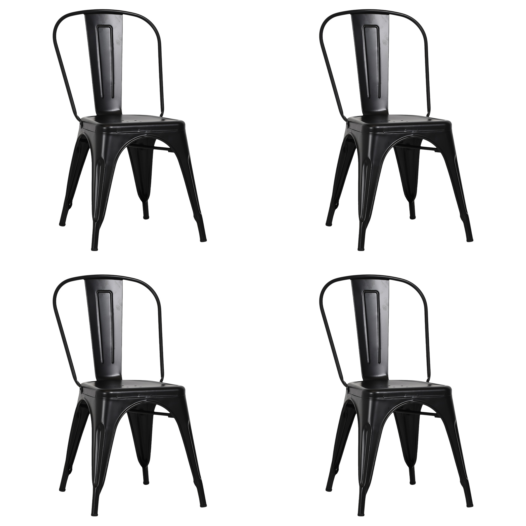 SET DE 4 SILLAS DE METAL DISEÑO TOLIX EMPOLI NEGRA - 1