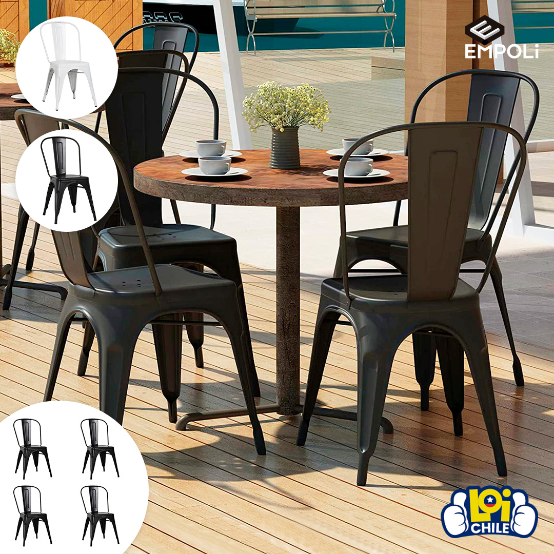 SET DE 4 SILLAS DE METAL DISEÑO TOLIX EMPOLI NEGRA - 6