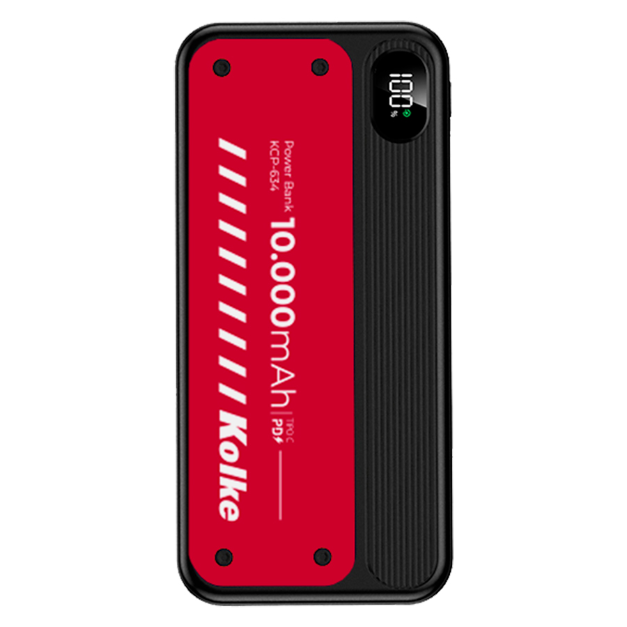 BATERIA EXTERNA POWER BANK KOLKE 10000MAH CARGA RAPIDA NEGRO