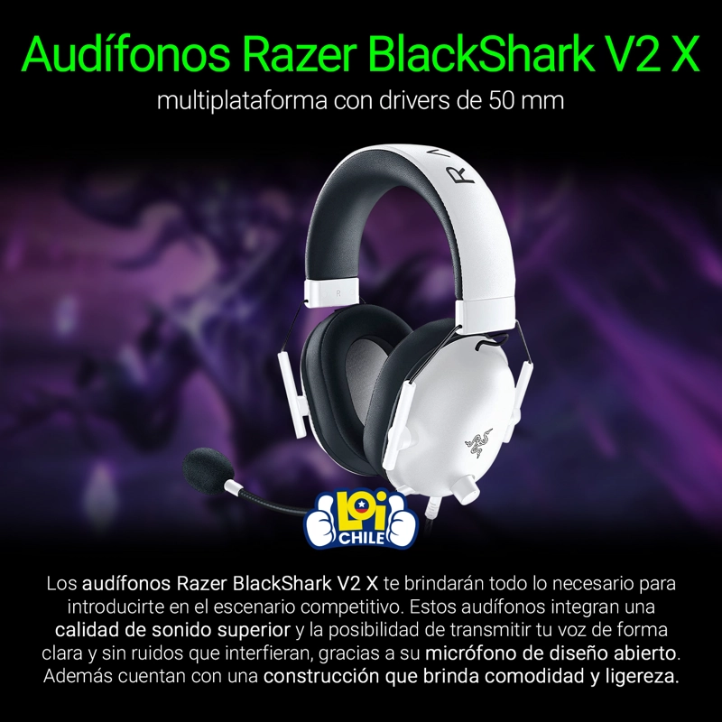 AUDÍFONOS GAMER RAZER HEADSET BLACKSHARK V2 X BLANCO - 5