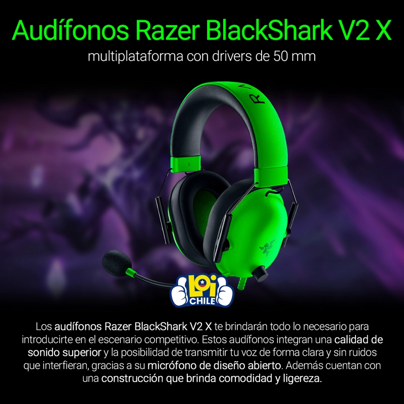 AUDÍFONOS GAMER RAZER HEADSET BLACKSHARK V2 X VERDE - 5