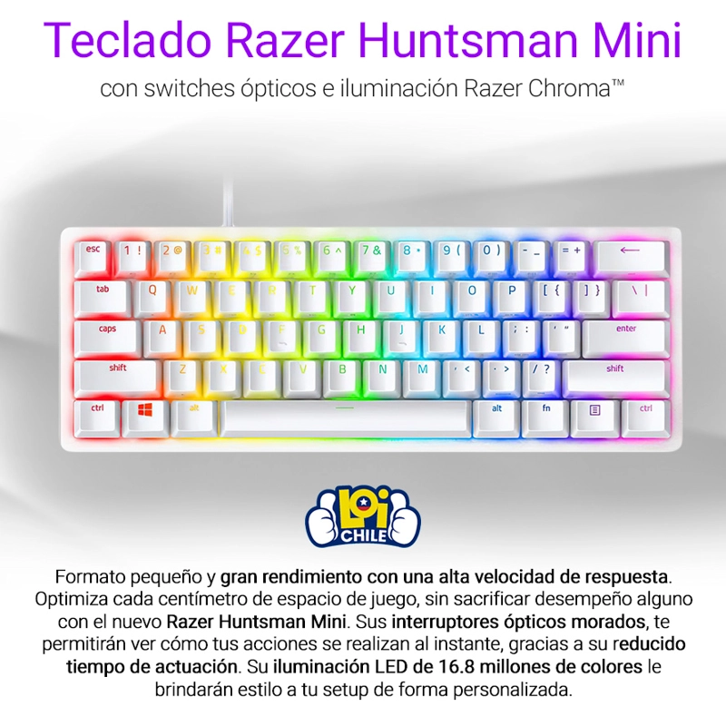 TECLADO WINDOWS RAZER HUNTSMAN MINI PURPLE SWITCH MERCURY - 3