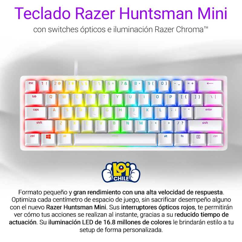 TECLADO GAMER WINDOWS RAZER HUNTSMAN MINI RED SWITCH MERCURY - 3