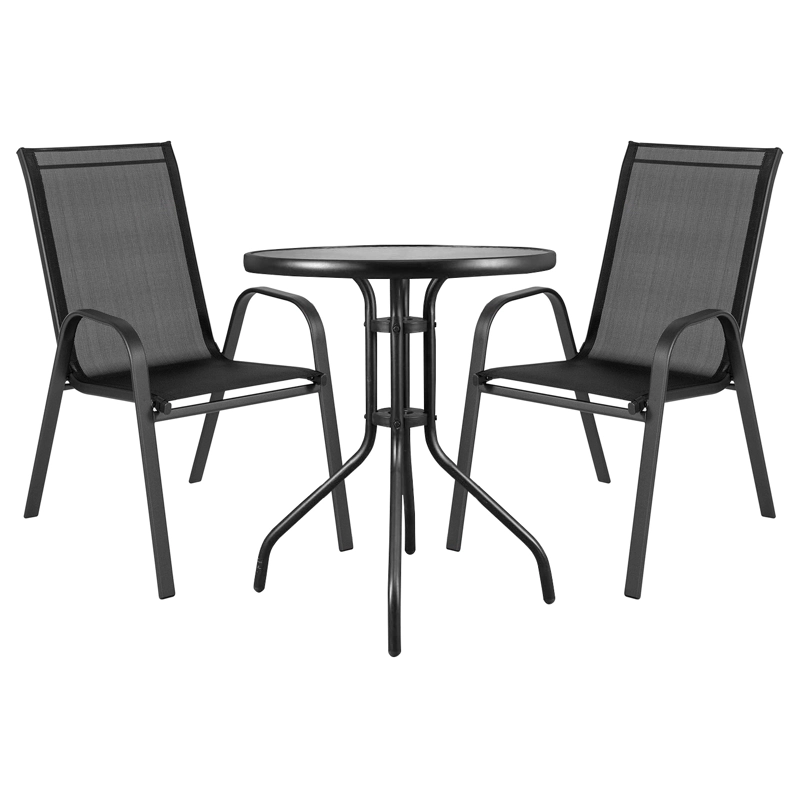 JUEGO DE TERRAZA JARDIN MESA VIDRIO 2 SILLAS IMPERMEABLE - 1
