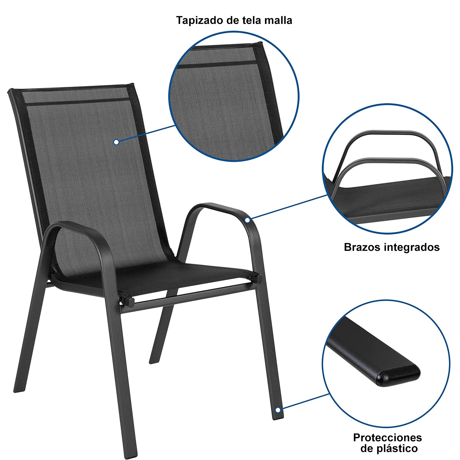 JUEGO DE TERRAZA JARDÍN MESA VIDRIO 2 SILLAS IMPERMEABLE - 2