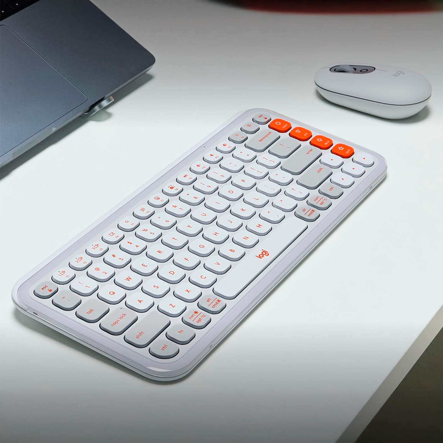 KIT INALÁMBRICO LOGITECH TECLADO Y MOUSE POP ICON BLANCO - 9
