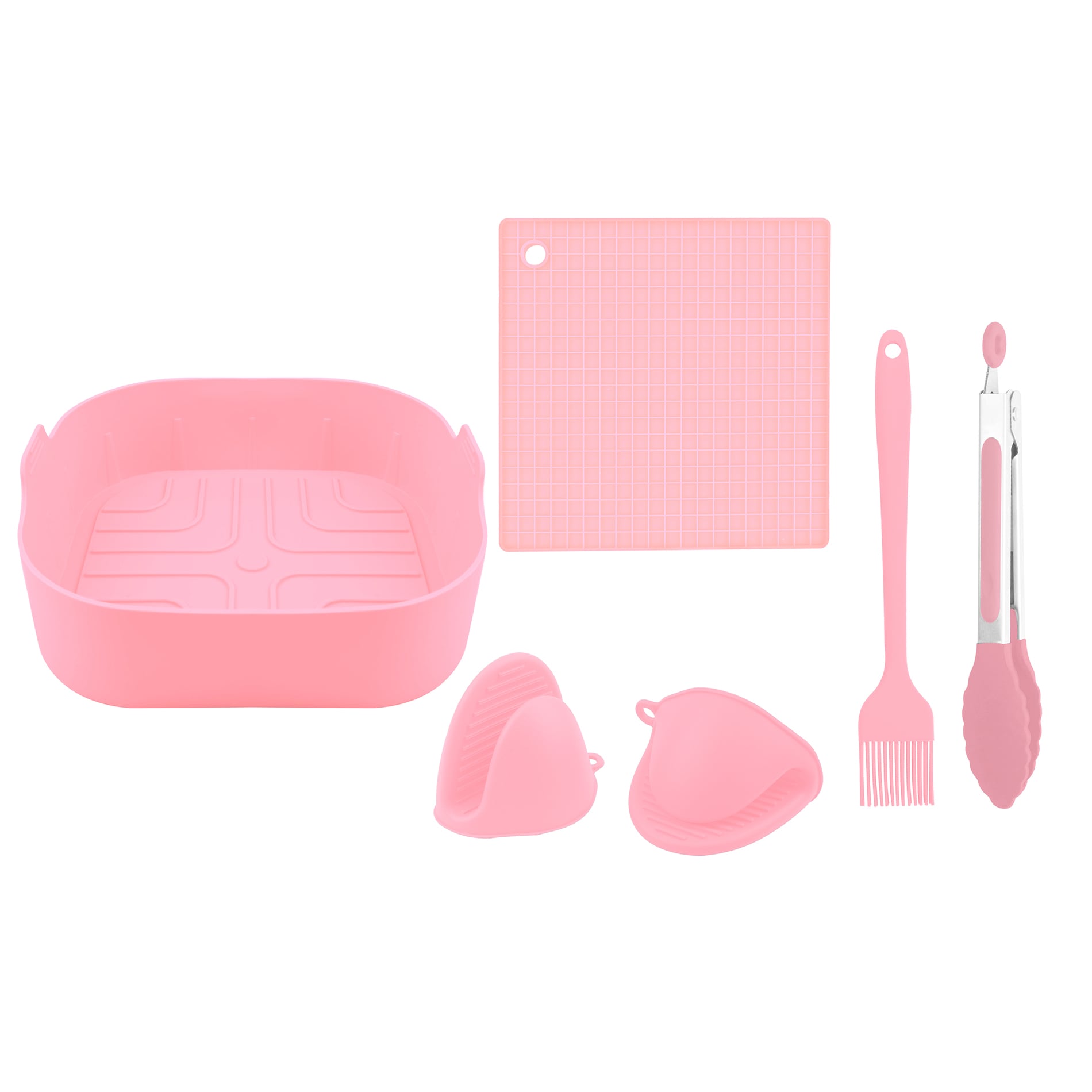 SET DE UTENSILIOS PARA FREIDORAS DE AIRE 6 PIEZAS CUADRADO - ROSADO - 1