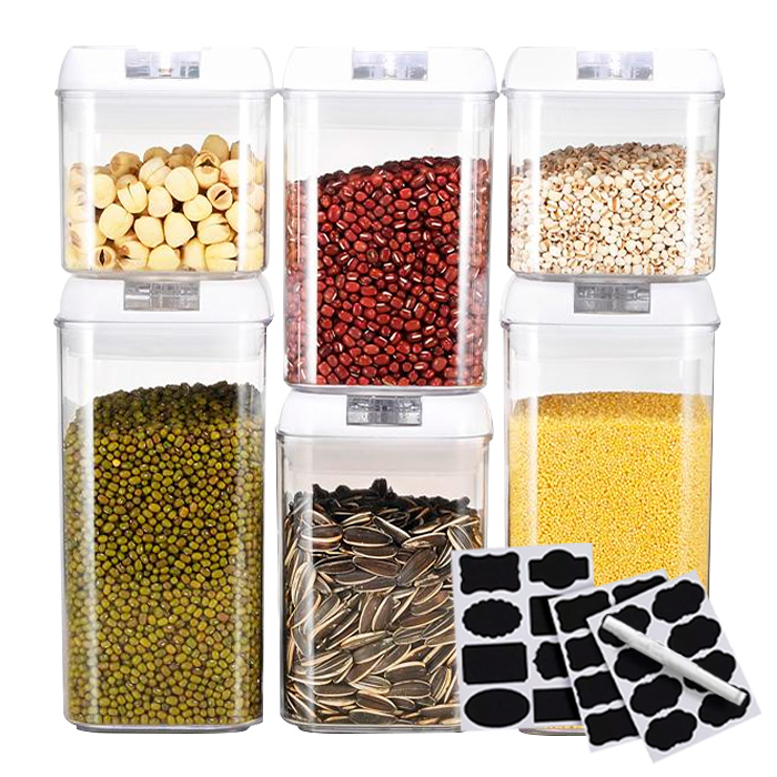 SET DE 6 RECIPIENTES HERME TICOS CROIX APILABLES + ETIQUETAS - NEGRO - 1