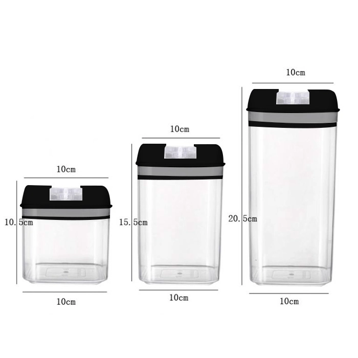 SET DE 6 RECIPIENTES HERME TICOS CROIX APILABLES + ETIQUETAS - NEGRO - 3