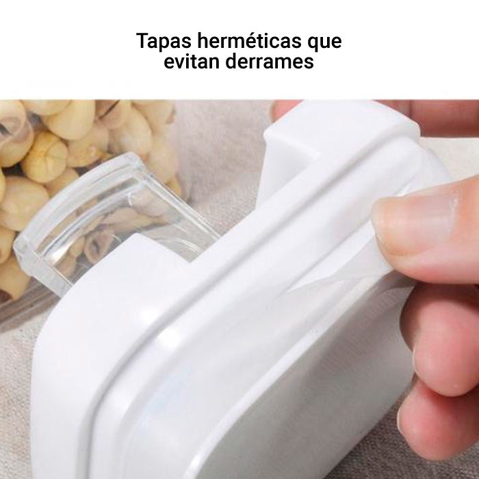 SET DE 6 RECIPIENTES HERME TICOS CROIX APILABLES + ETIQUETAS - NEGRO - 6