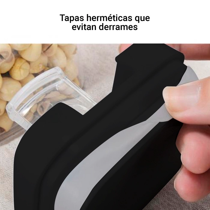 SET DE 6 RECIPIENTES HERME TICOS CROIX APILABLES + ETIQUETAS - NEGRO - 6