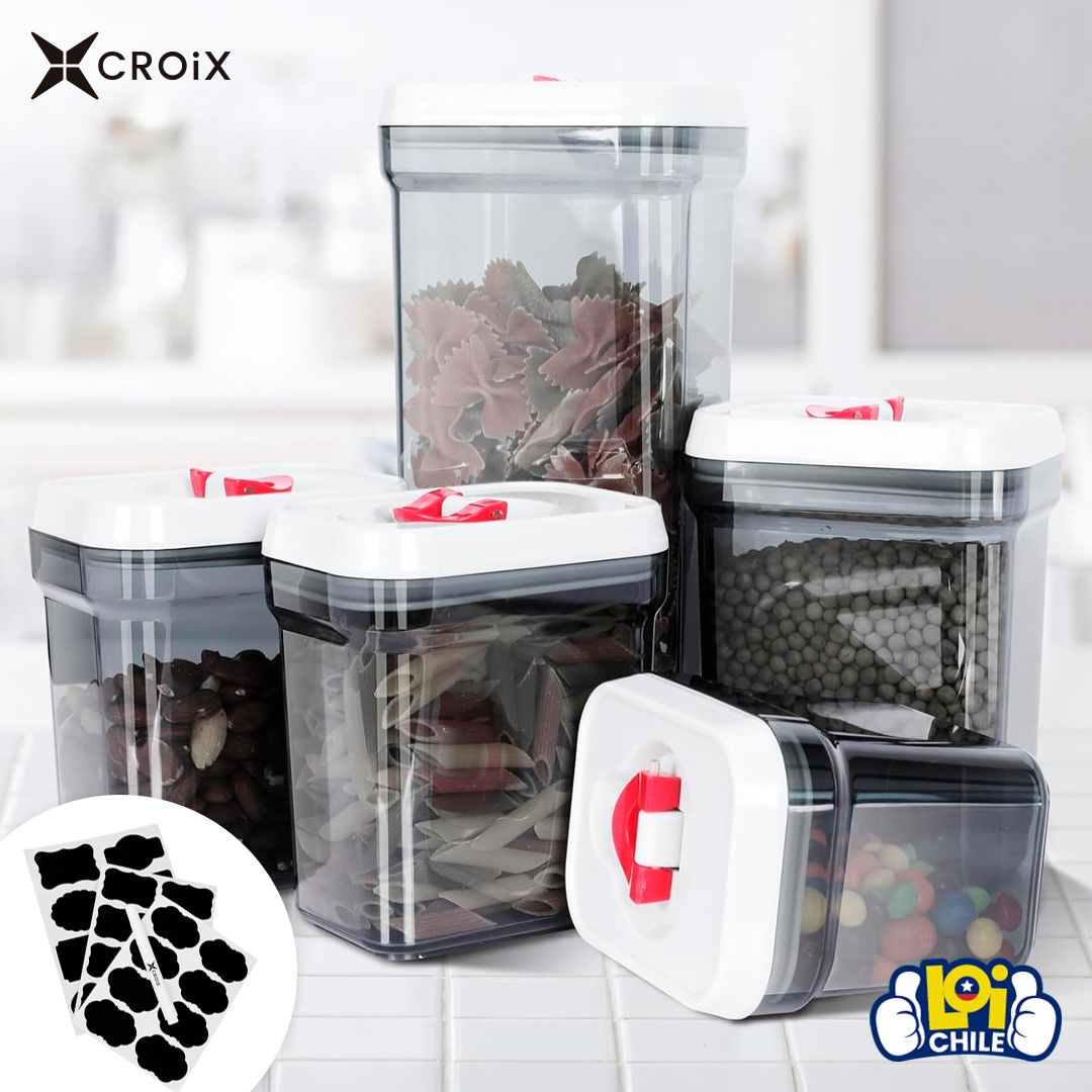 SET DE 5 RECIPIENTES HERMÉTICOS CROIX APILABLES + ETIQUETAS - 7