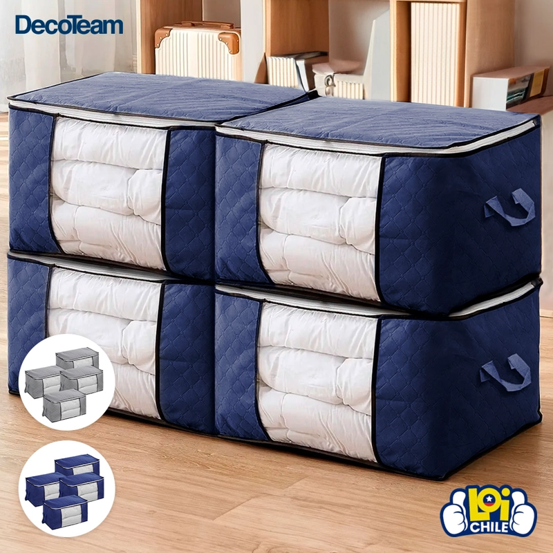PACK 4 CAJAS ORGANIZADORAS DECOTEAM TELA CON VISOR 60X35X40 - GRIS - 8