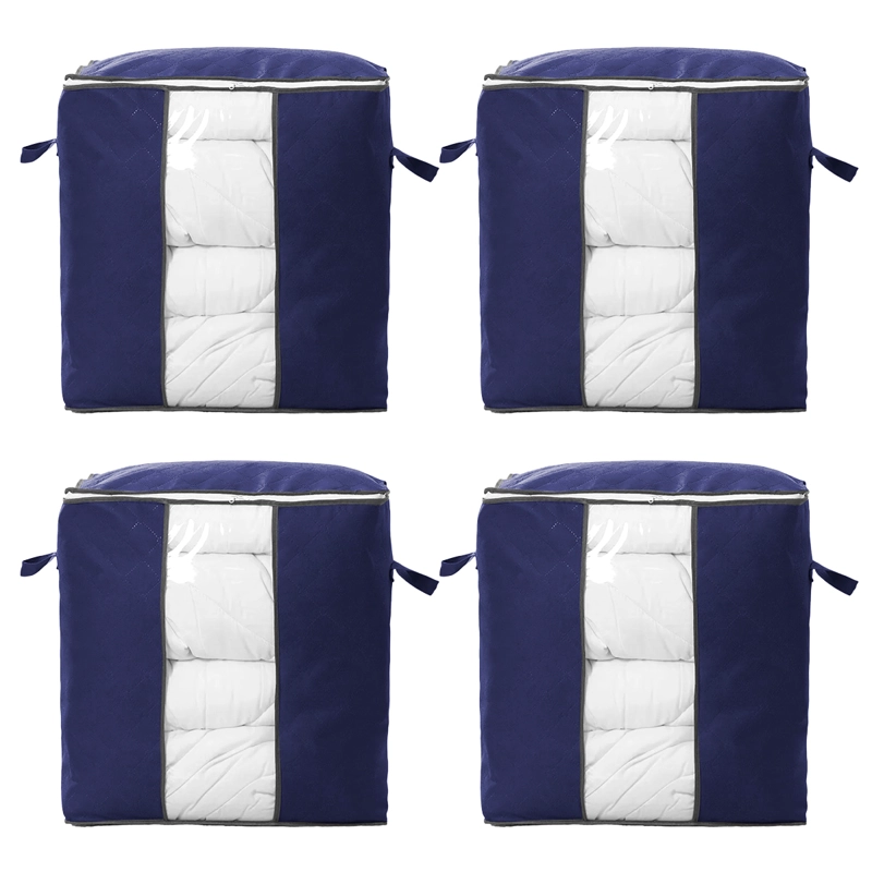 PACK 4 CAJAS ORGANIZADORAS DECOTEAM TELA CON VISOR 46X28X48 - AZUL - 1