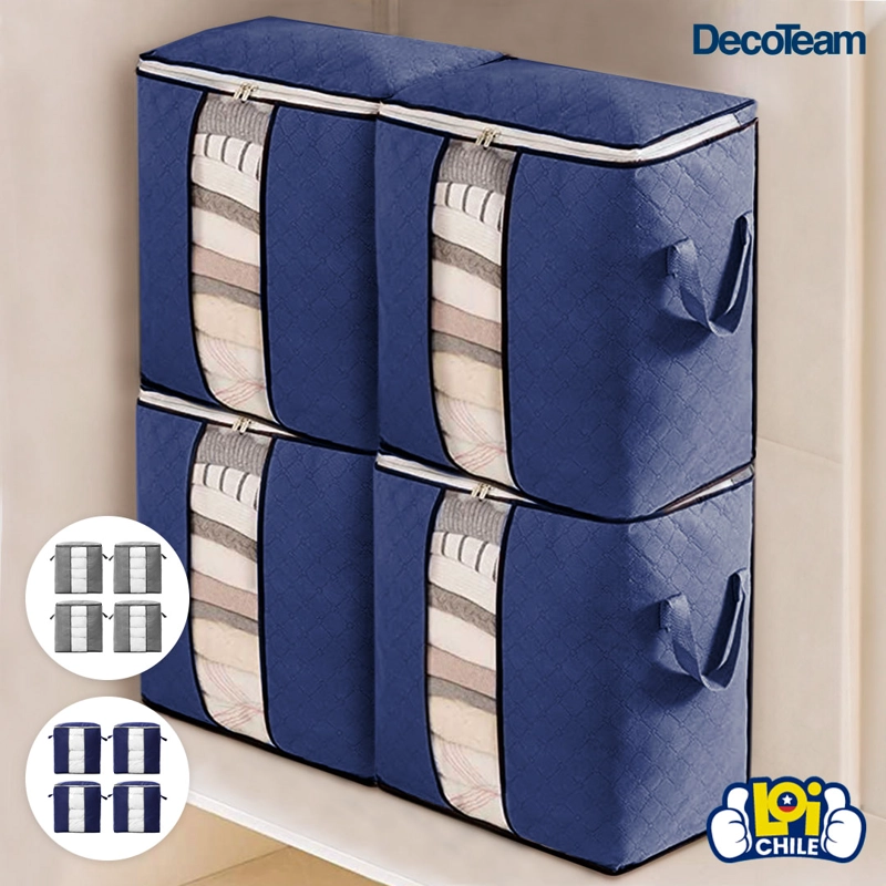 PACK 4 CAJAS ORGANIZADORAS DECOTEAM TELA CON VISOR 46X28X48 - AZUL - 7