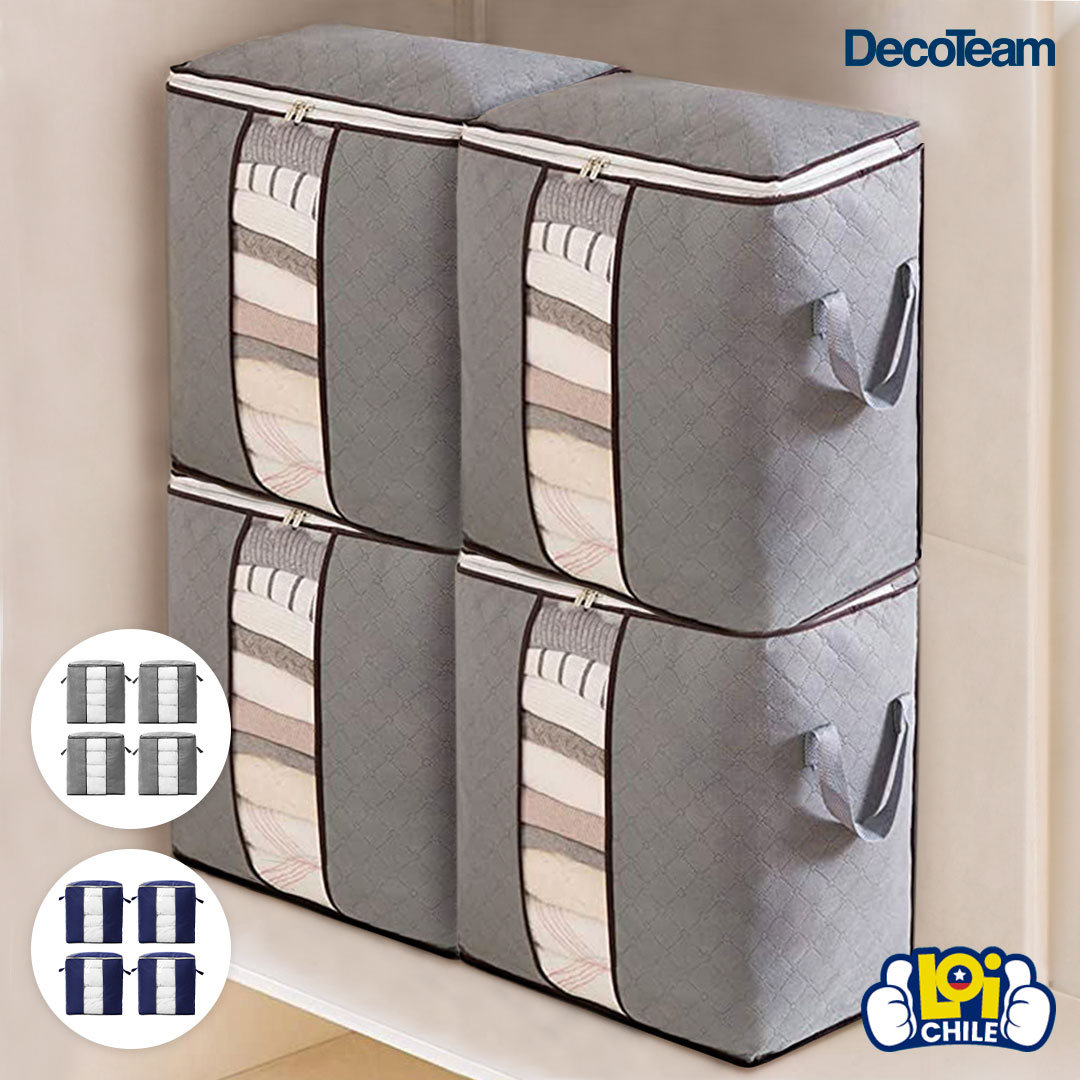PACK 4 CAJAS ORGANIZADORAS DECOTEAM TELA CON VISOR 46X28X48 - AZUL - 7