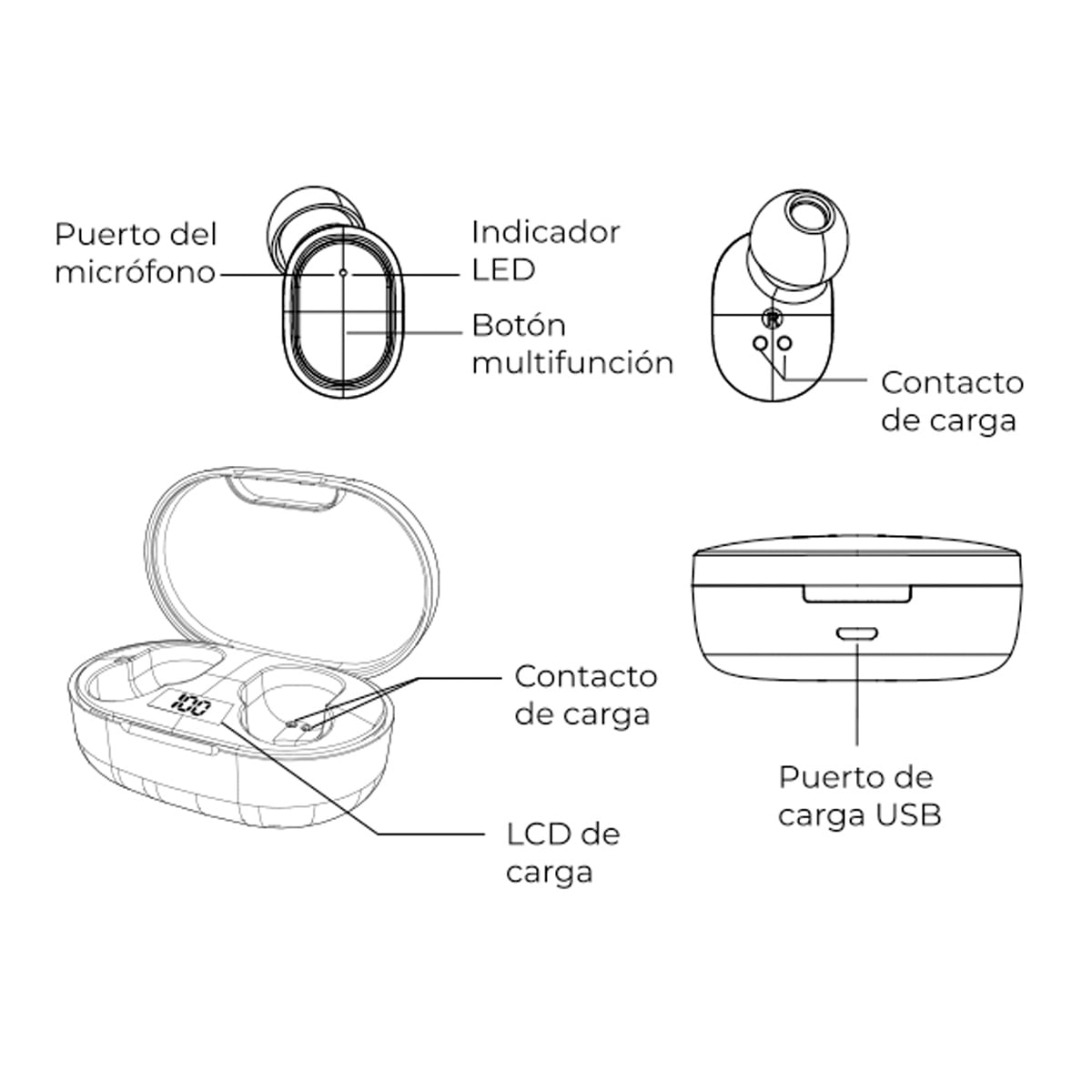 AUDÍFONOS TWS KOLKE INALÁMBRICOS SONIDO SUPER BASS BLUETOOTH - 5