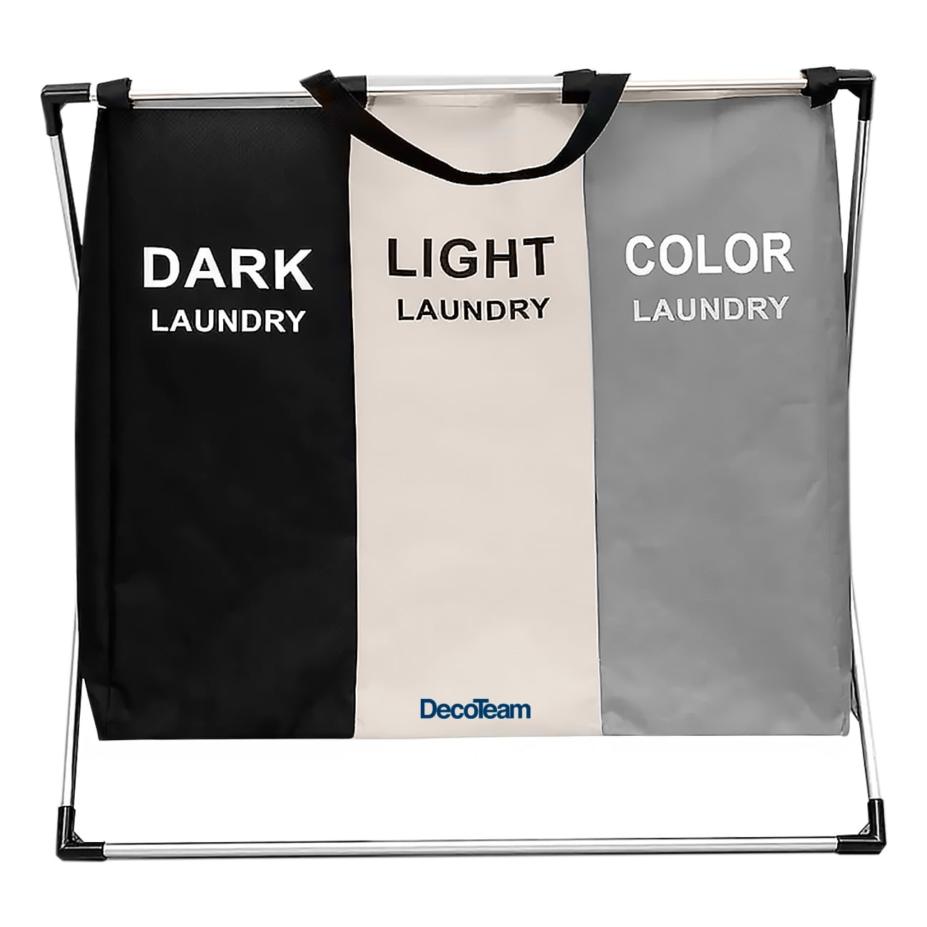 CESTO TRIPLE PARA ROPA DECOTEAM DESMONTABLE TELA OXFORD 600D - 1