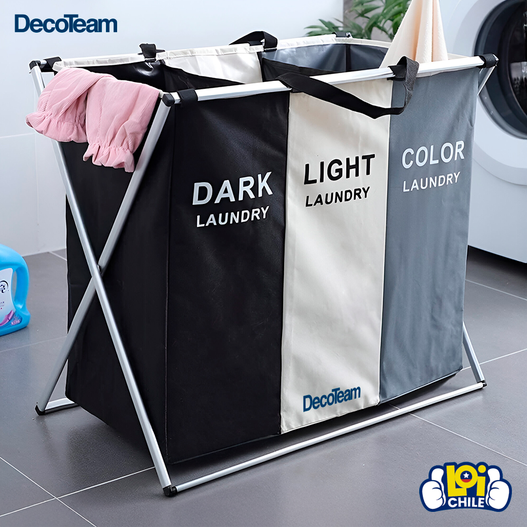 CESTO TRIPLE PARA ROPA DECOTEAM DESMONTABLE TELA OXFORD 600D - 7