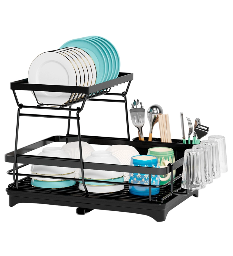 ESCURRIDOR DE PLATOS DECOTEAM 2 EN 1 DESAGÜE AJUSTABLE - 2