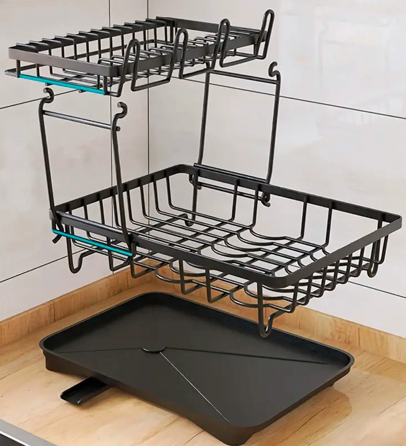 ESCURRIDOR DE PLATOS DECOTEAM 2 EN 1 DESAGÜE AJUSTABLE - 4