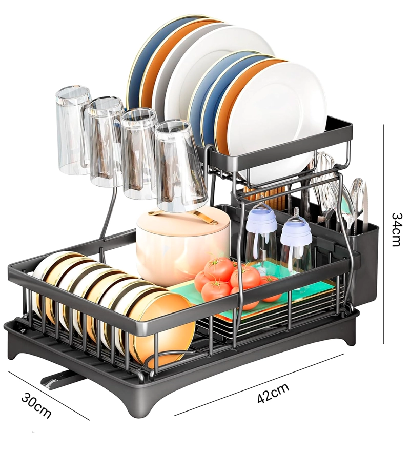 ESCURRIDOR DE PLATOS DECOTEAM 2 EN 1 DESAGÜE AJUSTABLE - 7