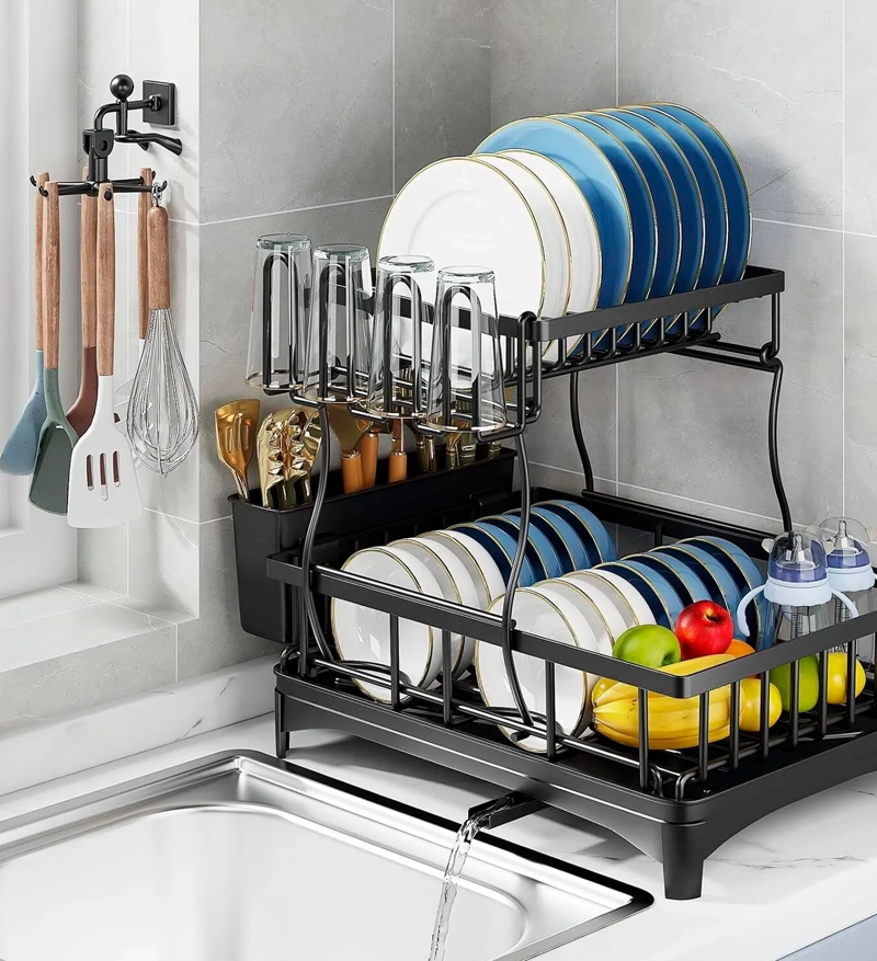ESCURRIDOR DE PLATOS DECOTEAM 2 EN 1 DESAGÜE AJUSTABLE - 8