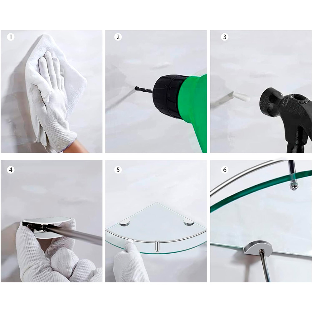 REPISAS ESQUINERAS DE VIDRIO 4 UNIDADES PARA DUCHA BAÑO - 7