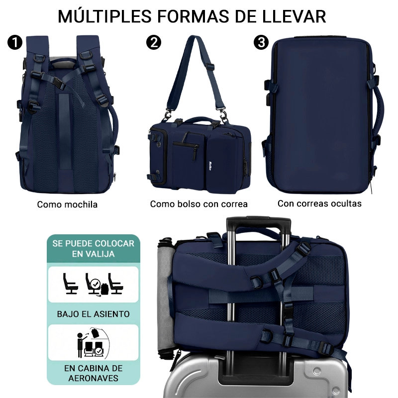 MOCHILA DE VIAJE KOLKE HIKES 40 L IMPERMEABLE MULTIFUNCIONAL - AZUL - 6
