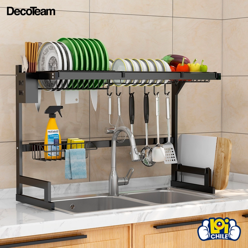 SECAPLATOS ESCURRIDOR DE LOZA DECOTEAM 2 NIVELES ACERO INOX - 4