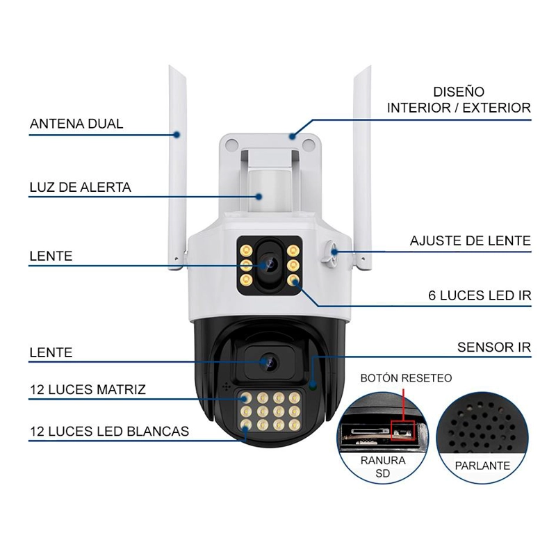 CAMARA DE SEGURIDAD KOLKE DOBLE LENTE SIMULTANEO ALARA AI - 4